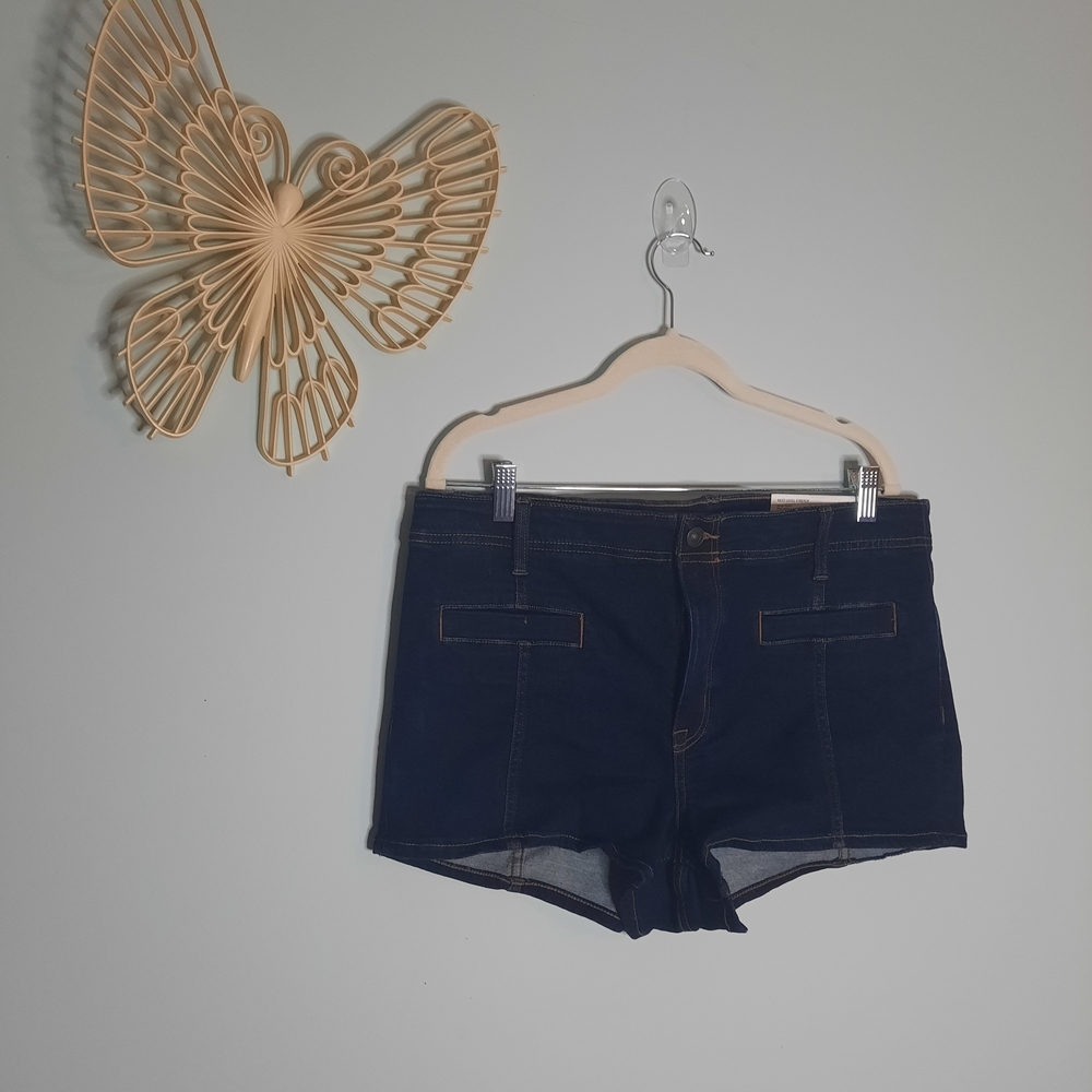 NWT - Sz 14 American Eagle, Dark Wash Blue Jean Micro Shorts, High Rise, Stretch